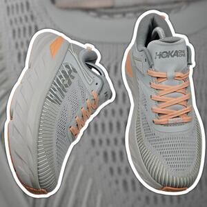 Hoka One One Bondi 7 Womens 10 Running Shoes Harbor Mist Gray Blue Sneaker